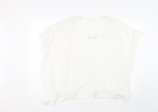 Dorothy Perkins Womens White Floral Cardigan Jumper Size L