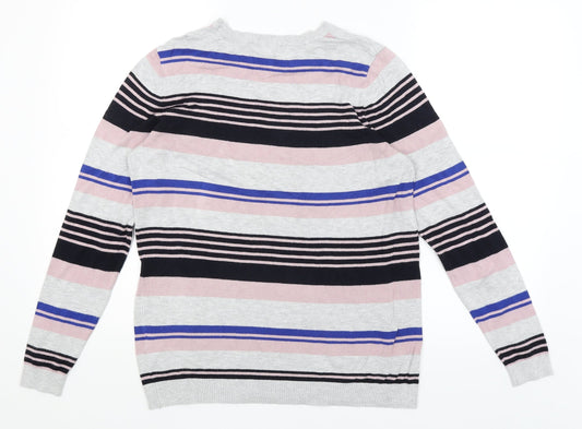 Dorothy Perkins Womens Grey Striped Pullover Jumper Size 14
