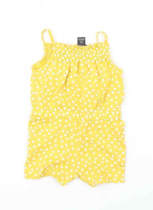 Primark Girls Yellow Floral Romper One-Piece Size 6-9 Months