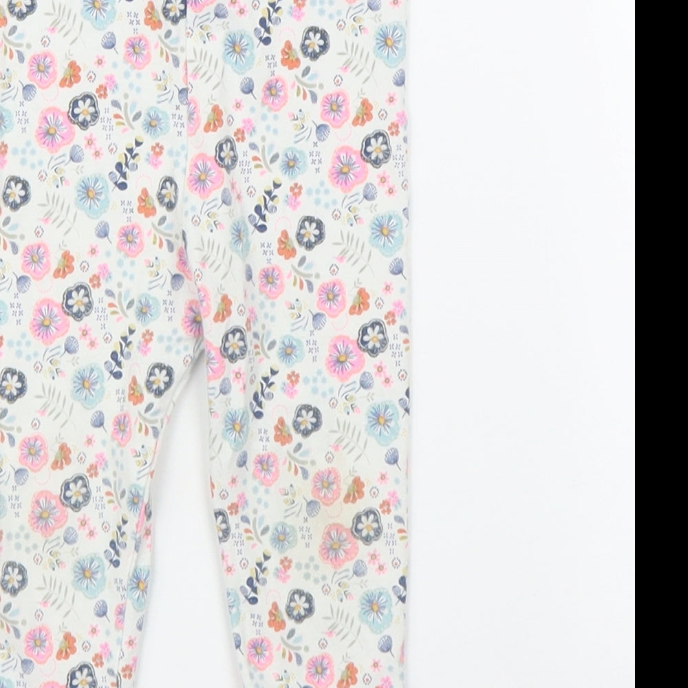 TU Girls Beige Floral Capri Leggings Size 6-9 Months