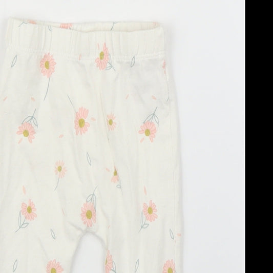 George Girls Beige Floral Capri Leggings Size 3-6 Months