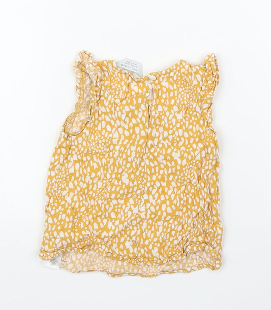 Primark Girls Yellow Animal Print Basic Blouse Size 3-4 Years