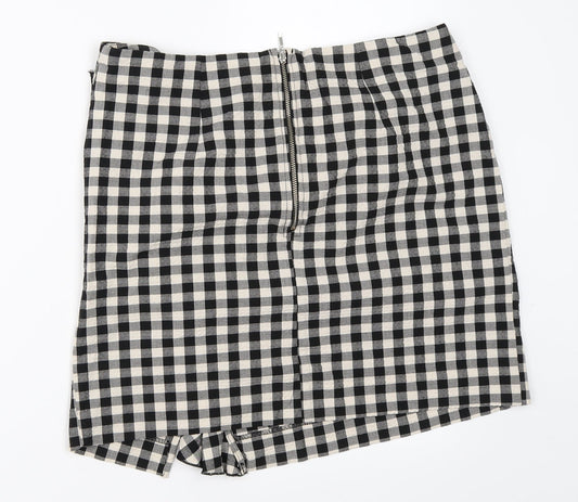 H&M Womens Black Check Mini Skirt Size 42