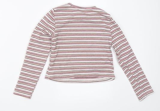 Pep&Co Girls Pink Striped Basic T-Shirt Size 8-9 Years