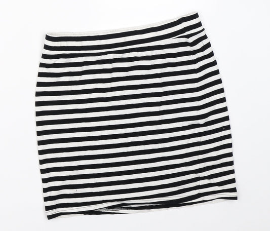 H&M Womens Black Striped Mini Skirt Size S