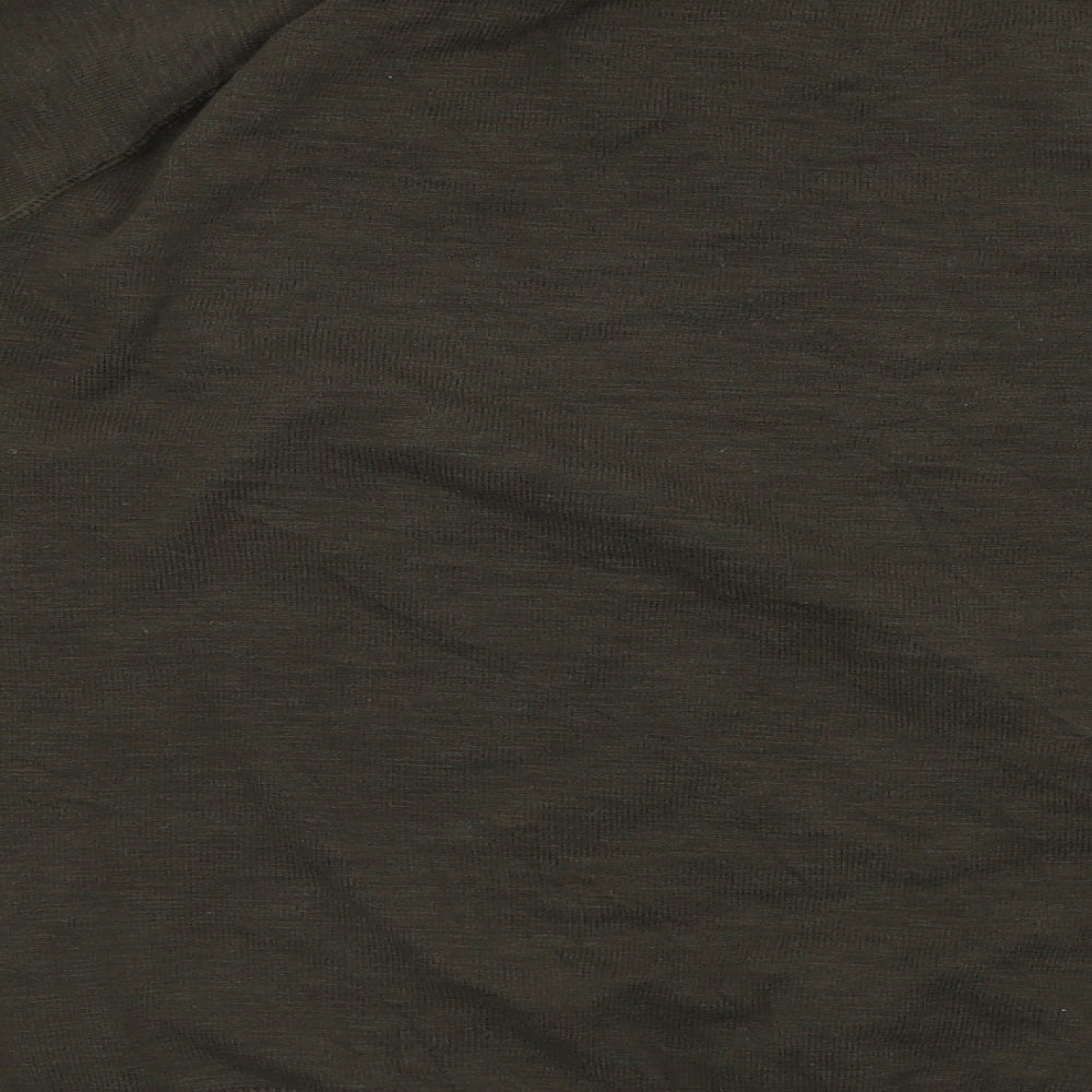 Brand and care label for L.O.G.G men’s green jumper, size M