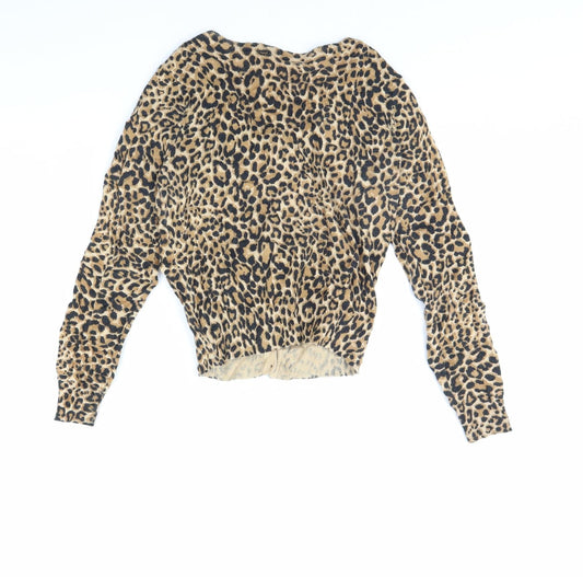 Preworn Womens Brown Animal Print Cape Jumper Size 10