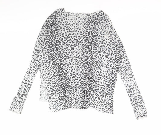 H&M Womens Grey Animal Print Pullover Jumper Size S