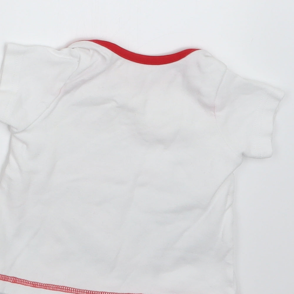 Brand and care label for George girls’ white dress set outfit/set, size 6-9, months
