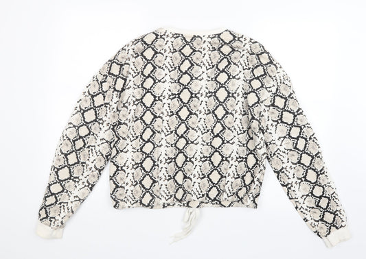 Lefties Womens Beige Animal Print Pullover Jumper Size M