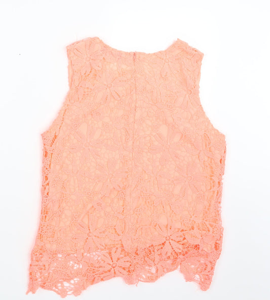 Select Womens Orange Lace Basic Blouse Size 14 - Neon