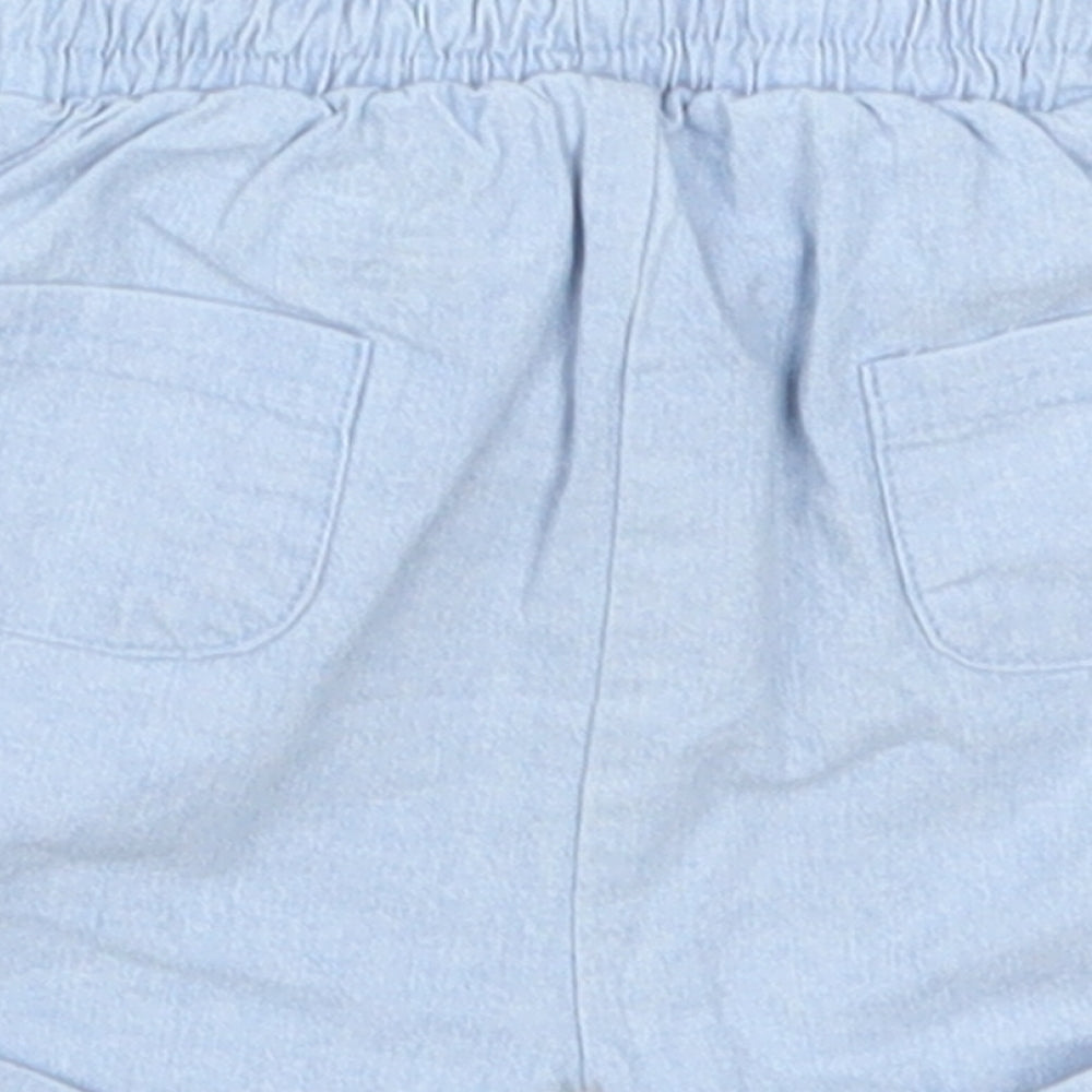 Brand and care label for mamas & papas Baby Blue Cropped Trousers, size 0-3, Months