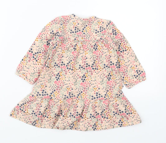 Preworn Girls Pink Floral Trapeze & Swing Size 3-6 Months