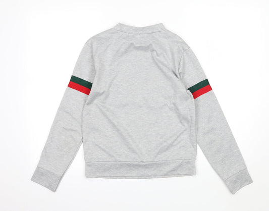 Misspap Womens Grey Striped Jersey Pullover Sweatshirt Size S
