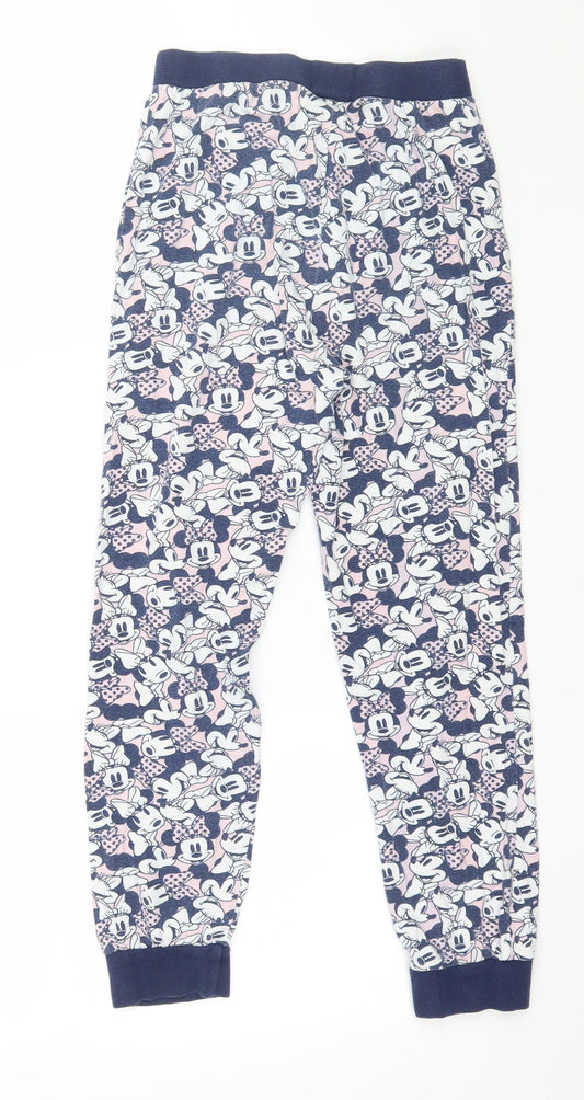 Disney Girls Blue Geometric Jersey Capri Pyjama Pants Size 9-10 Years - Minnie Mouse