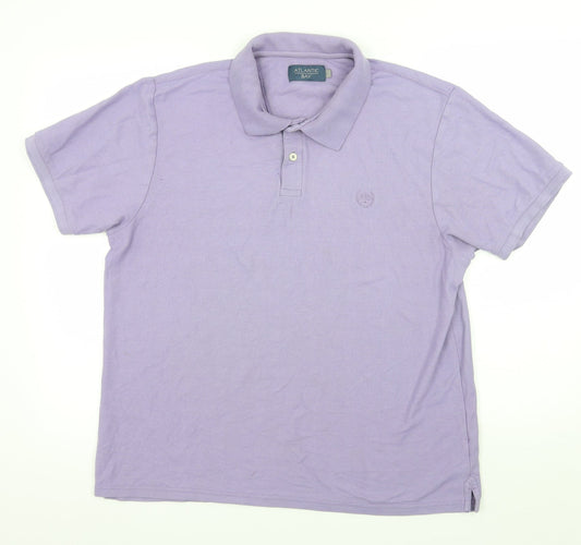Atlantic Bay Mens Purple Batik Jersey Polo Size L