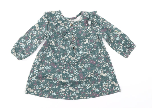 George Girls Green Floral A-Line Size 3-6 Months