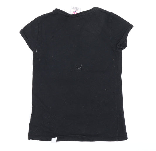Miss E-vie Girls Black Basic T-Shirt Size 9-10 Years