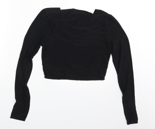 PRETTYLITTLETHING Womens Black Basic Blouse Size 12