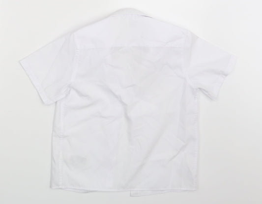 M&S Boys White Basic Button-Up Size 7-8 Years - School