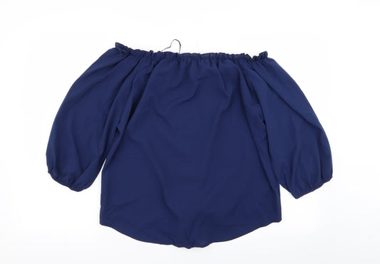 chicme Womens Blue Basic Blouse Size L