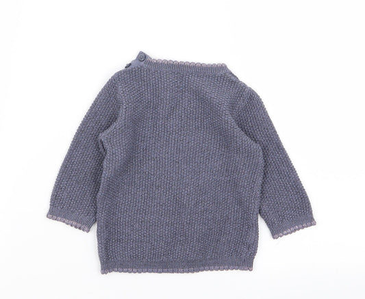 Asda George Girls Blue Animal Print Pullover Jumper Size 3-6 Months