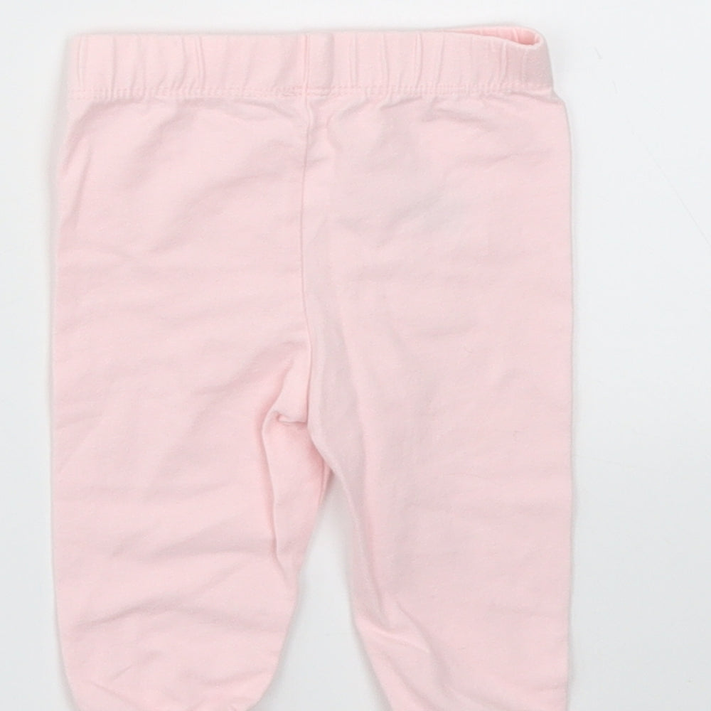 Brand and care label for George girls’ pink capri leggings, size 3-6, months
