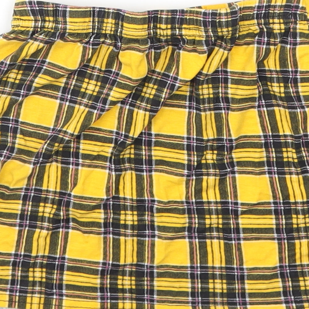 Boohoo Womens Yellow Check Basic T-Shirt Size 12