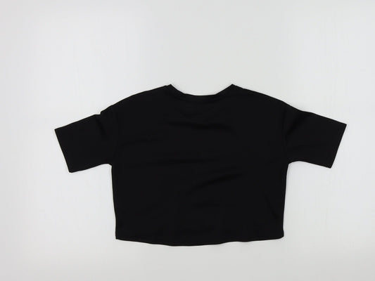 YD Girls Black Colourblock Basic T-Shirt Size 8-9 Years