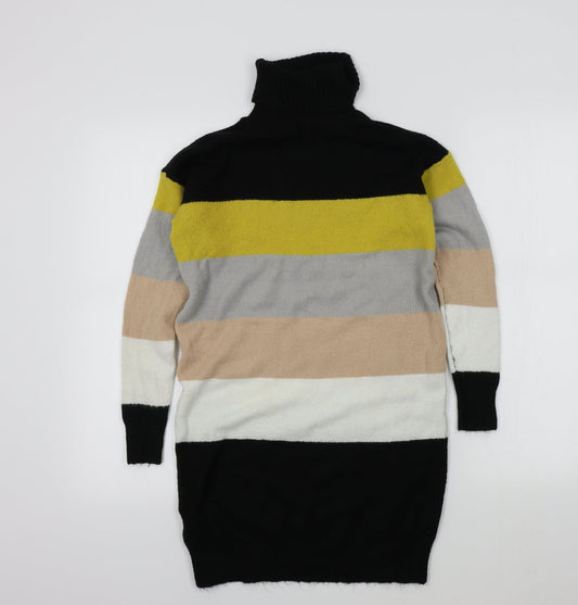 Select Womens Black Striped Pullover Jumper Size 8