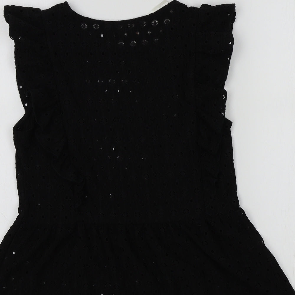 F&F Womens Black Colourblock Basic Blouse Size 8