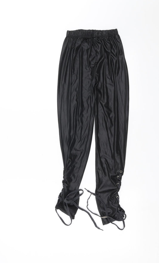 Preworn Womens Black Carrot Leggings Size S L23 in - Lace up Detail