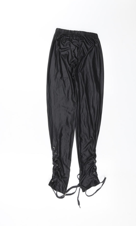 Preworn Womens Black Carrot Leggings Size S L23 in - Lace up Detail