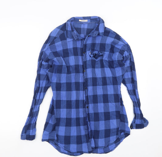 Lee Womens Blue Check Basic Button-Up Size XS