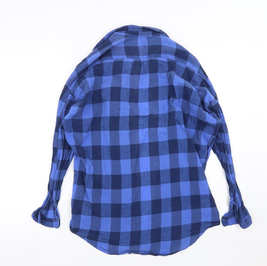 Lee Womens Blue Check Basic Button-Up Size XS