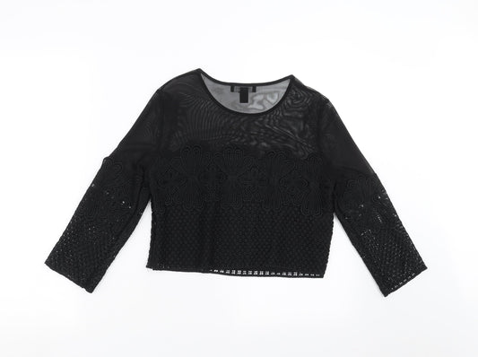New Look Womens Black Floral Basic Blouse Size 10