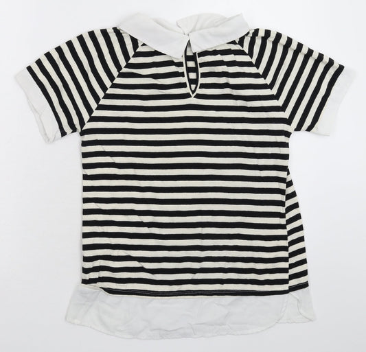 Monteau Womens Multicoloured Striped Basic Polo Size M