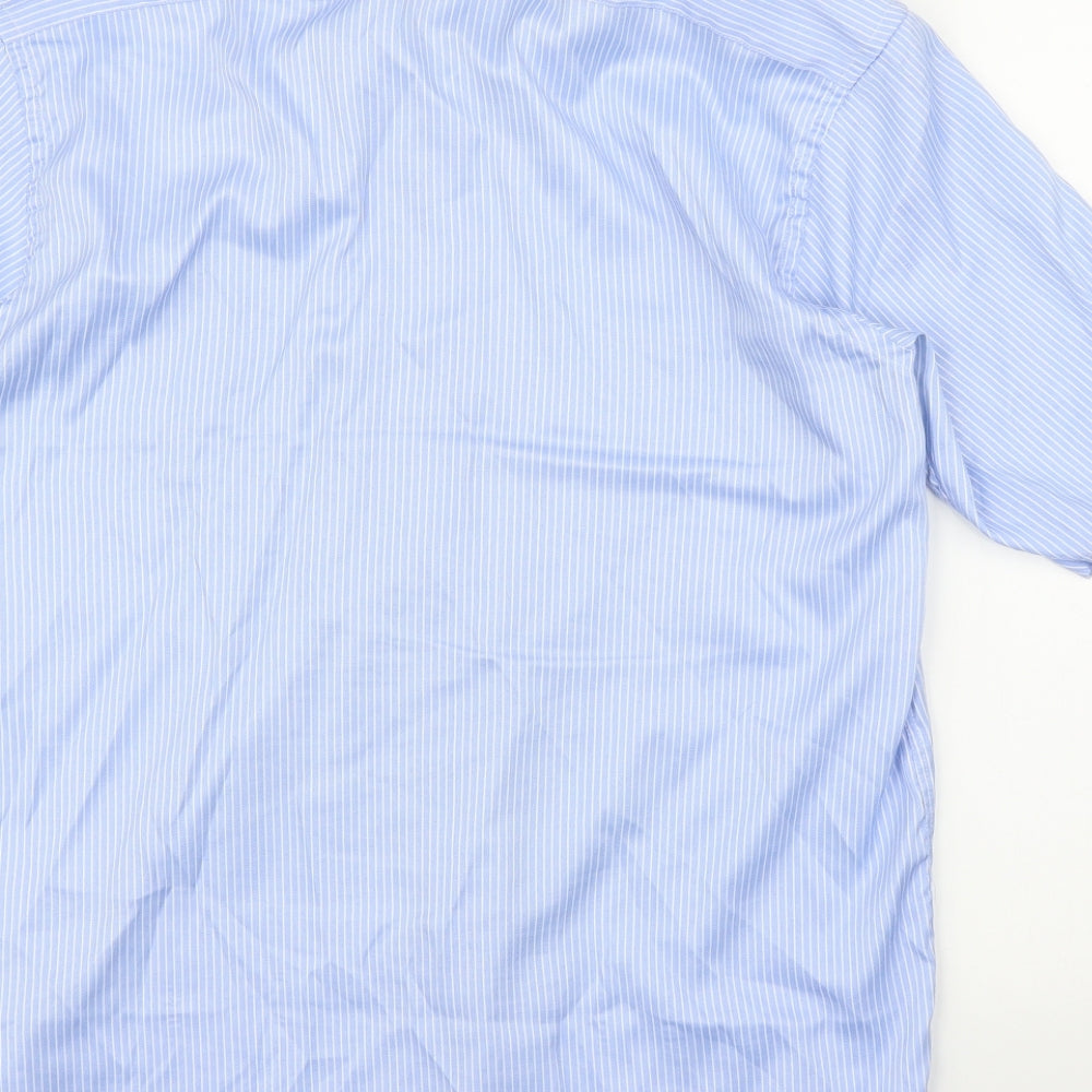 Hudson Harbour Mens Blue Striped Button-Up Size 15.5