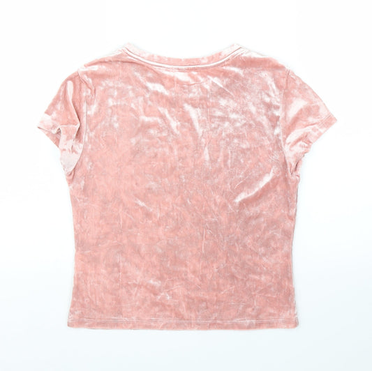 H&M Girls Pink Velvet Basic T-Shirt Size M