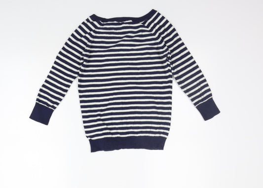 Divided Womens Blue Striped Pullover Jumper Size 8