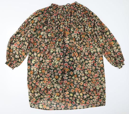 Nutmeg Womens Black Floral Shift Size 12