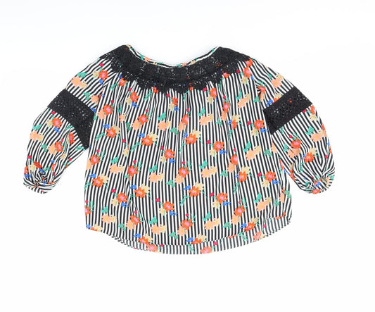 Papaya Womens White Striped Basic Blouse Size 14