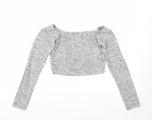 PRETTYLITTLETHING Womens Grey Basic T-Shirt Size S