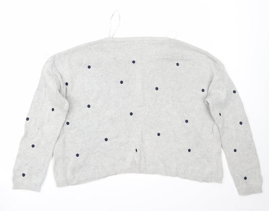 Stradivarius Womens Grey Polka Dot Pullover Jumper Size M