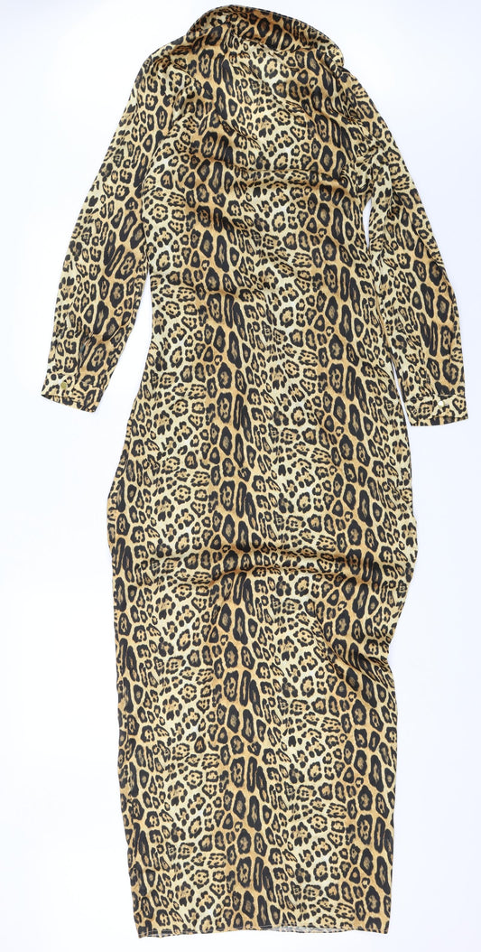 Missguided Womens Gold Animal Print Shift Size 4