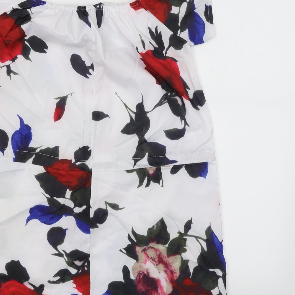 Preworn Womens White Floral A-Line Size M