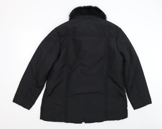 Classics Womens Black Overcoat Coat Size 16