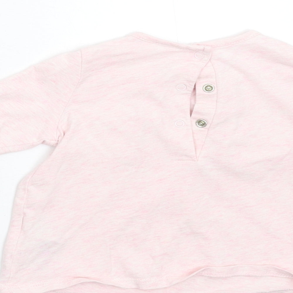 Brand and care label for Next Baby Pink Basic T-Shirt, size 3-6, Months