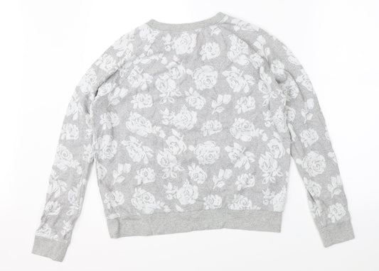 Bethany Mota Womens Grey Floral Pullover Jumper Size M