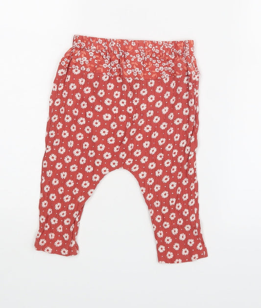 NEXT Girls Red Floral Trousers Size 9-12 Months